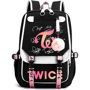 Kpop Backpack Fashion Laptop bag with USB Charging Port & Headphone Port (Pink)